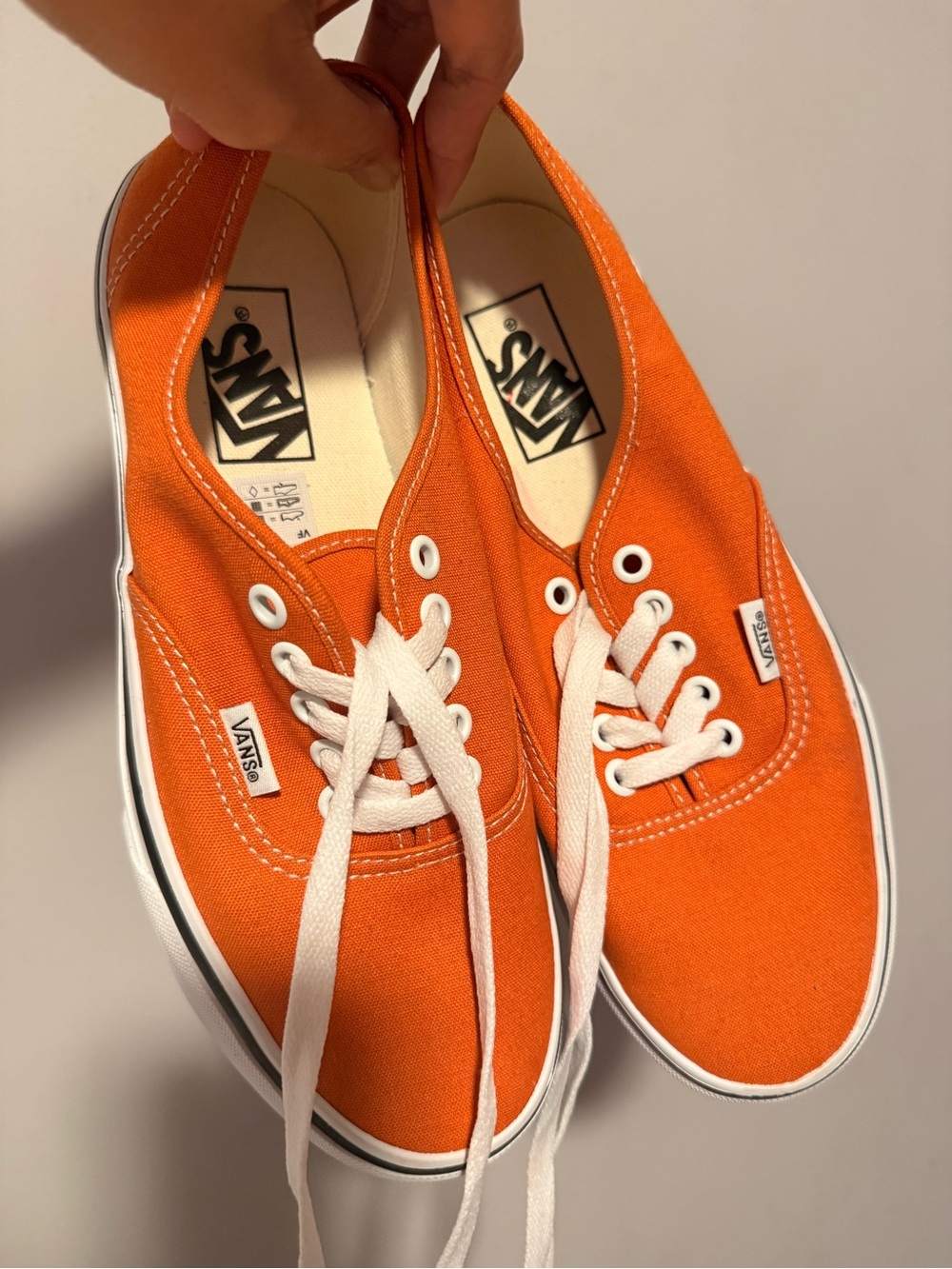 Vans Orange Low-Top Canvas Sneakers with White Laces